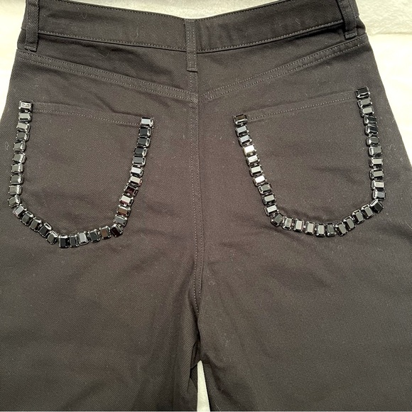 NWT Sandro Cristelle High Rise Wide Leg Black Jeans w Crystals—1 loose crystal - Picture 10 of 15